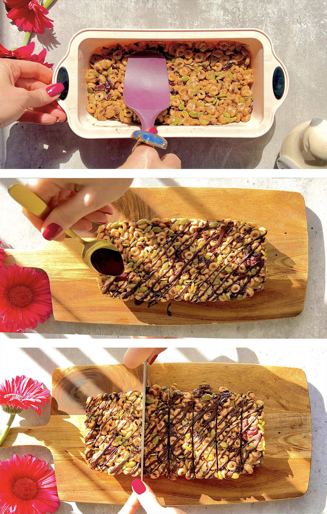 step by step making, Easy No-Bake Paleo Cereal Bars
