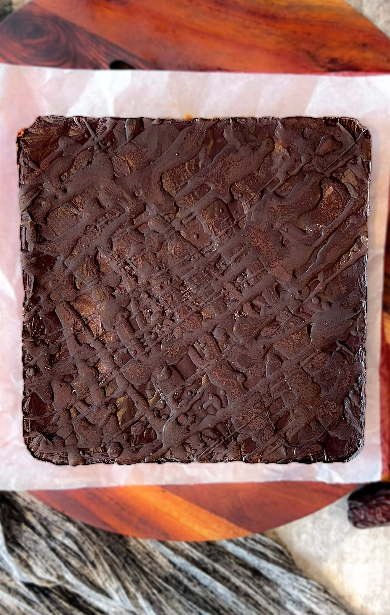 Block of Chocolate Date Cashew Caramel Bars Paleo Vegan