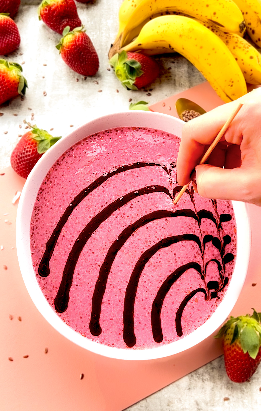 Chocolate swirl Strawberry Banana Chia Flax Pudding 1