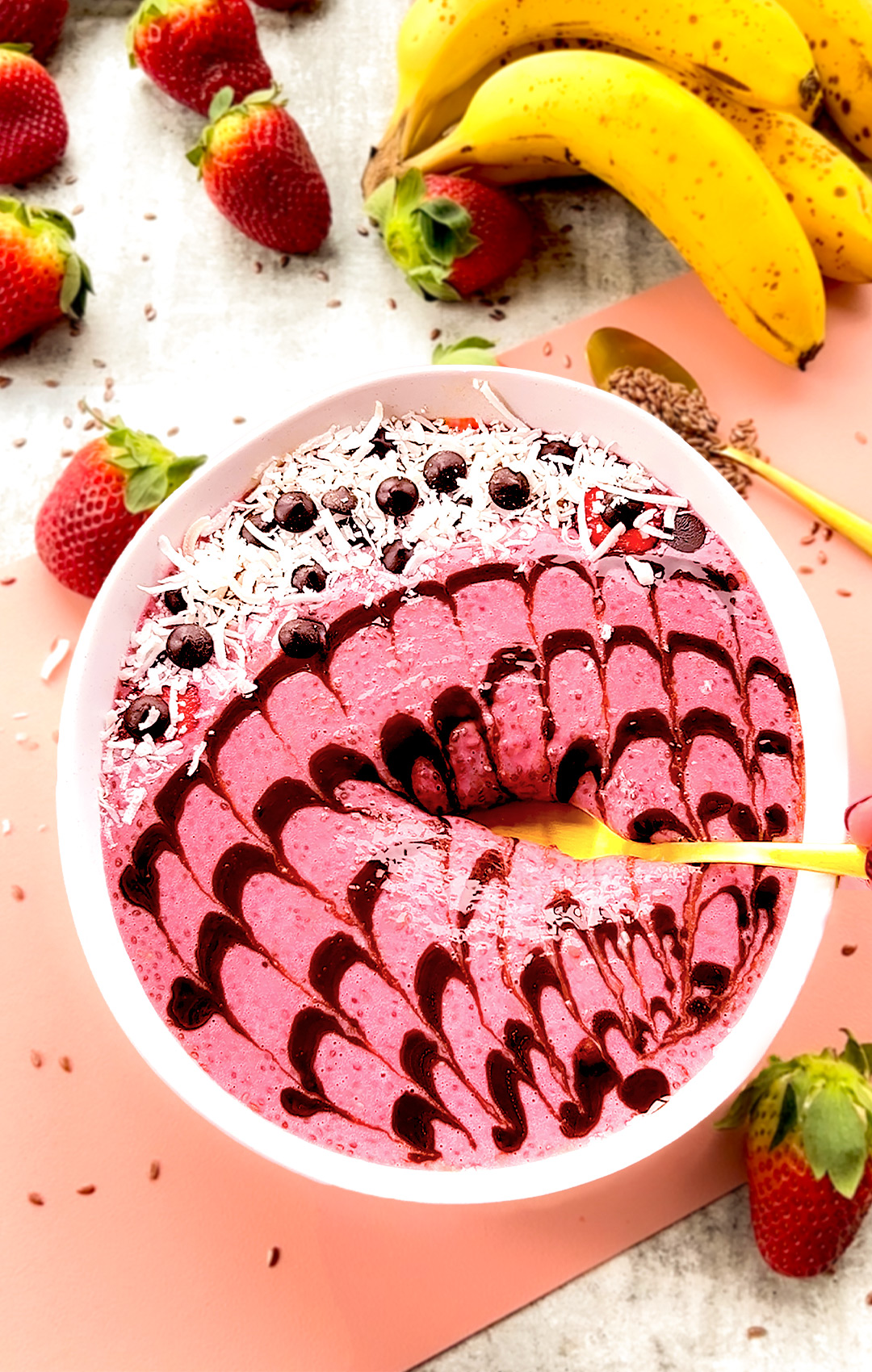 Thick & creamy Strawberry Banana Chia & Flax Pudding- Paleo, Healthy