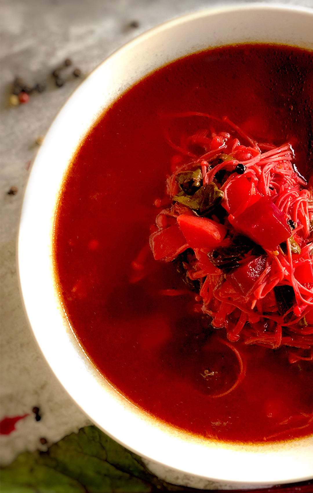 Fresh ingredients for a healthy, anti-inflammatory beetroot and turnip soup with enoki mushrooms, perfect for weight management