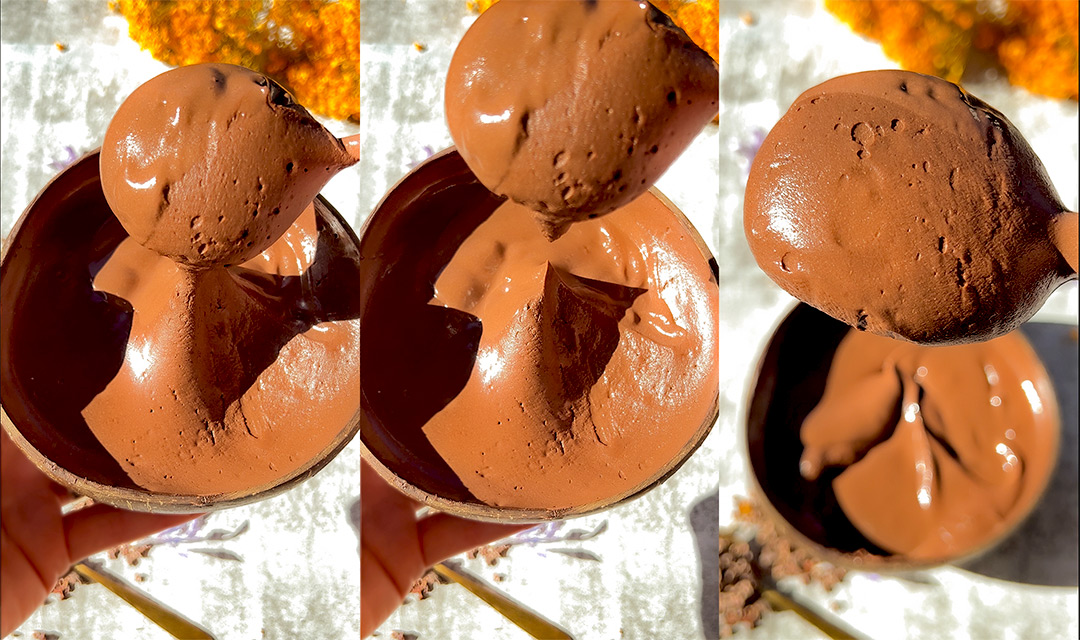 So Thick and creamy chocolate cottage cheese mousse served in a coconut shell bowl with a spoon. Rich, sugar-free, keto-friendly, and completely satisfying.