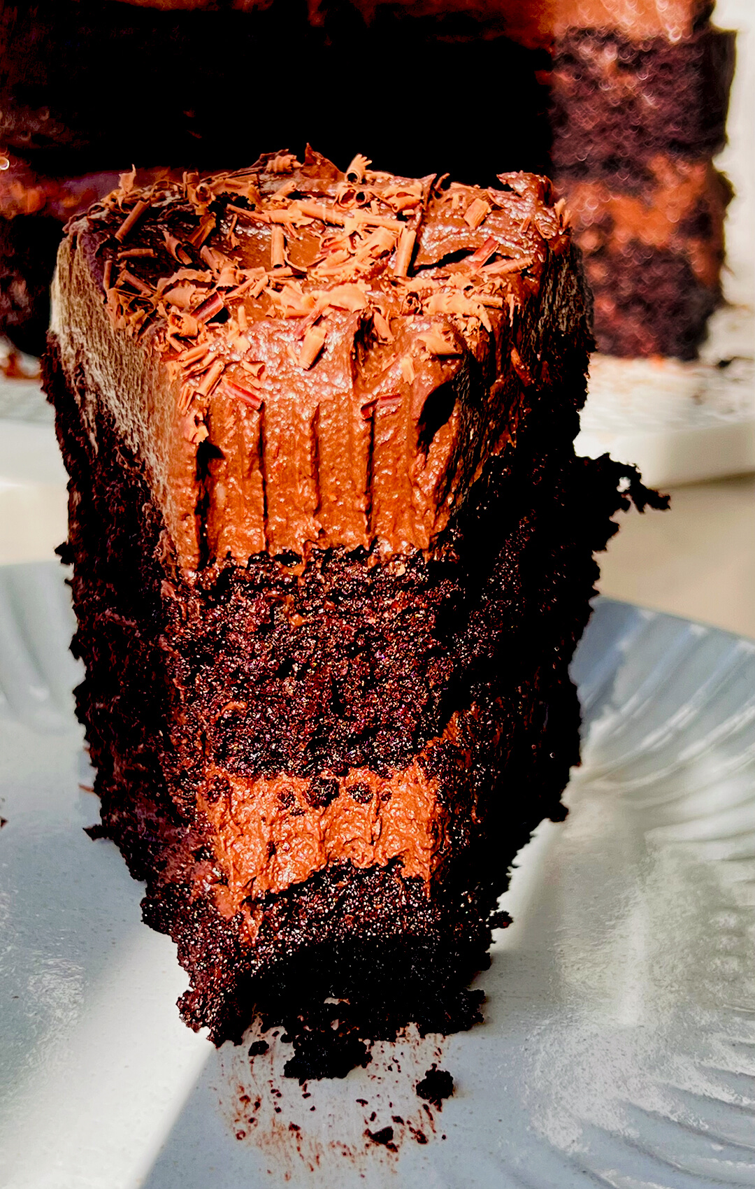 05 healthy fudgy two layer chocolate cake slice