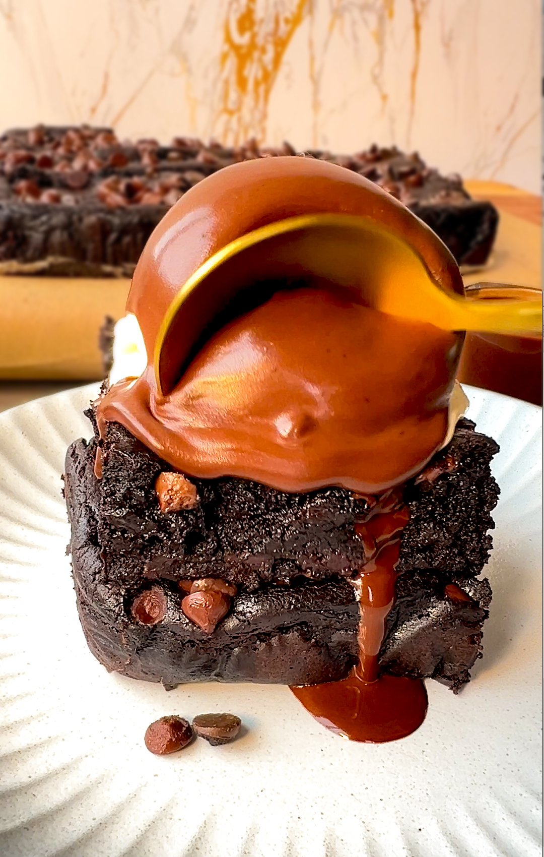 07.brown butter pumpkin brownie chocolate sauce
