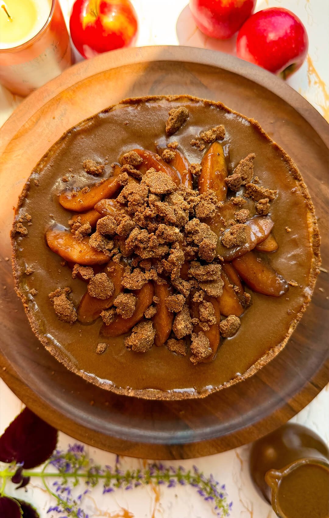 healthy caramel apple pie cheesecake apples almond crumble