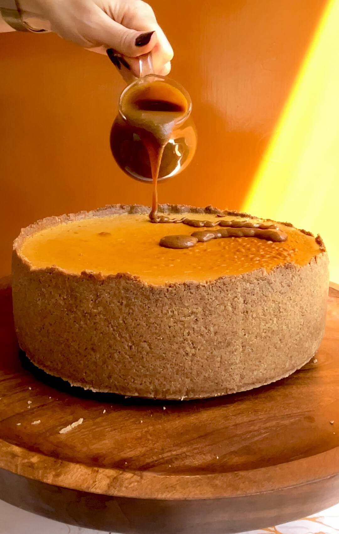 homemade caramel sauce apple pie cheesecake