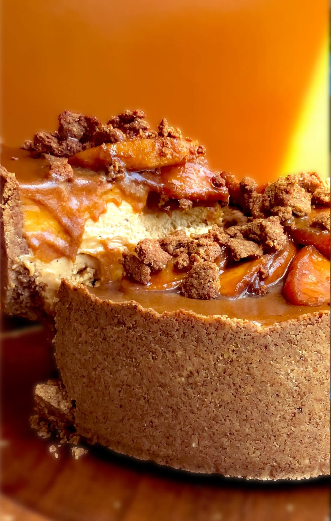 tall caramel apple pie cheesecake almond crust
