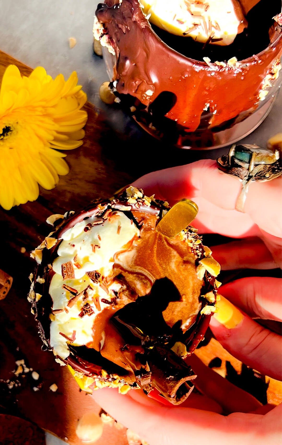 thick and creamy ferrero rocher hot chocolate